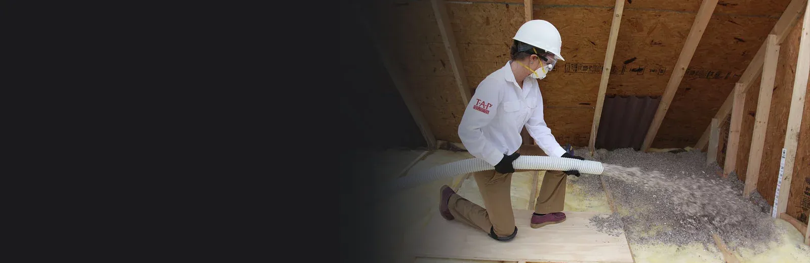 TAP insulation being sprayed in attic